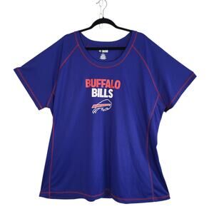 NFL Buffalo Bills Short Sleeve V-Neck T-Shirt Womens 2X Blue Football Casual NEW